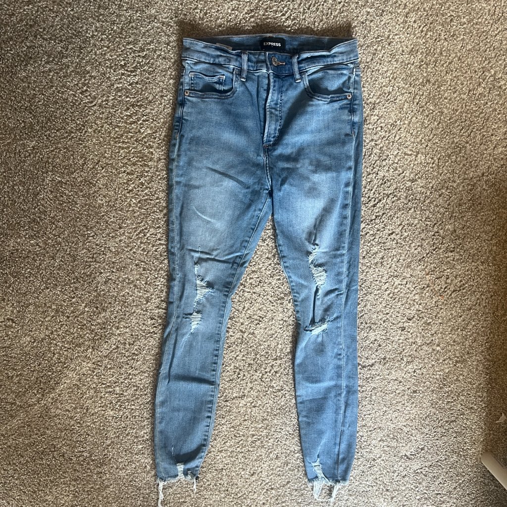 Express | Distressed Stretch Denim High Rise Skinny Jeans - 6r